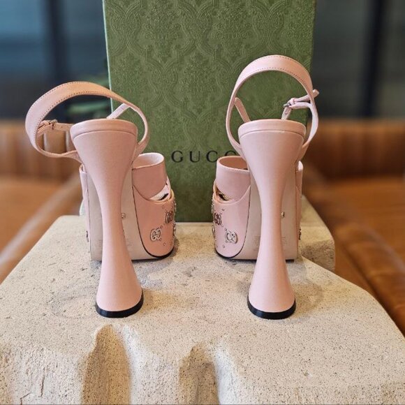 GUCCI Studded leather platform sandals size 38 - Picture 8 of 13